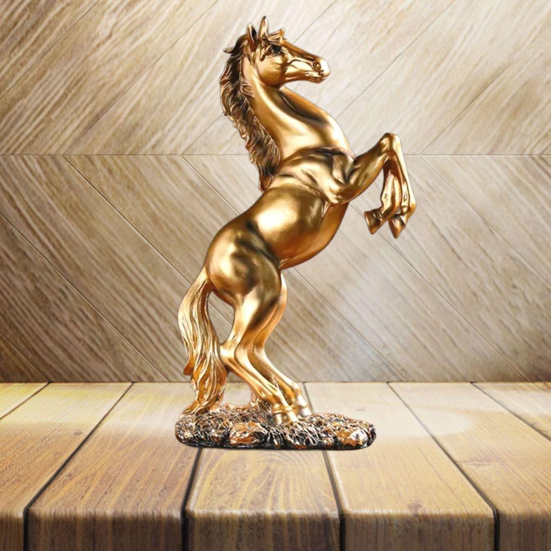 金馬＆黒馬 金運UP 仕事運UP 風水 開運 置物 午年 インテリア オブジェ