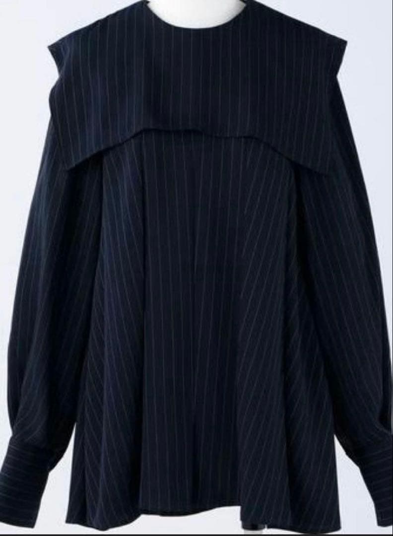 24SS✨美品　エンフォルド PE ピン ストライプ プリーツ シャツ ブラウス