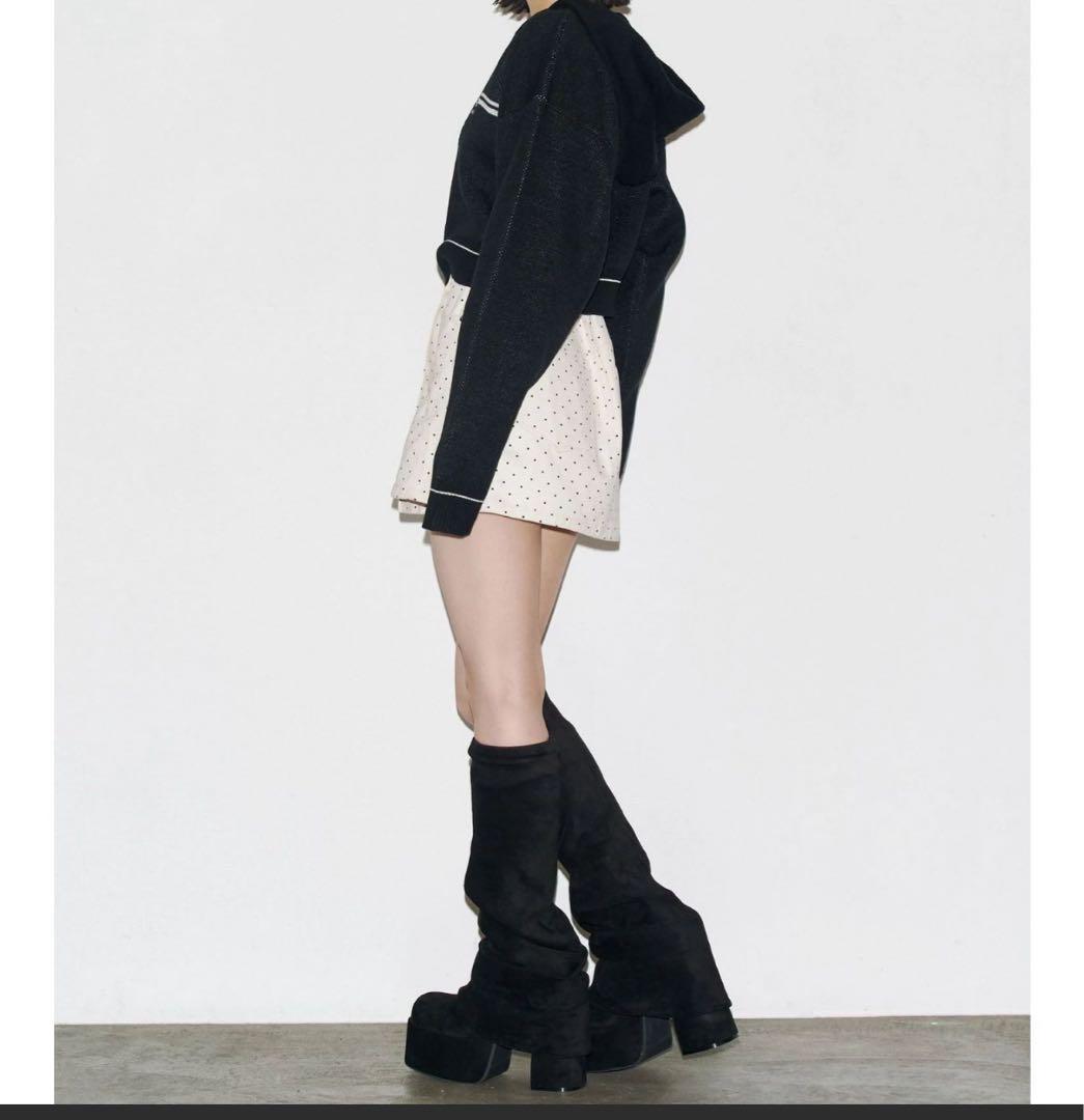 EMODA ルーズフレアカバーフィットブーツ エモダ ロングブーツ ブラック M