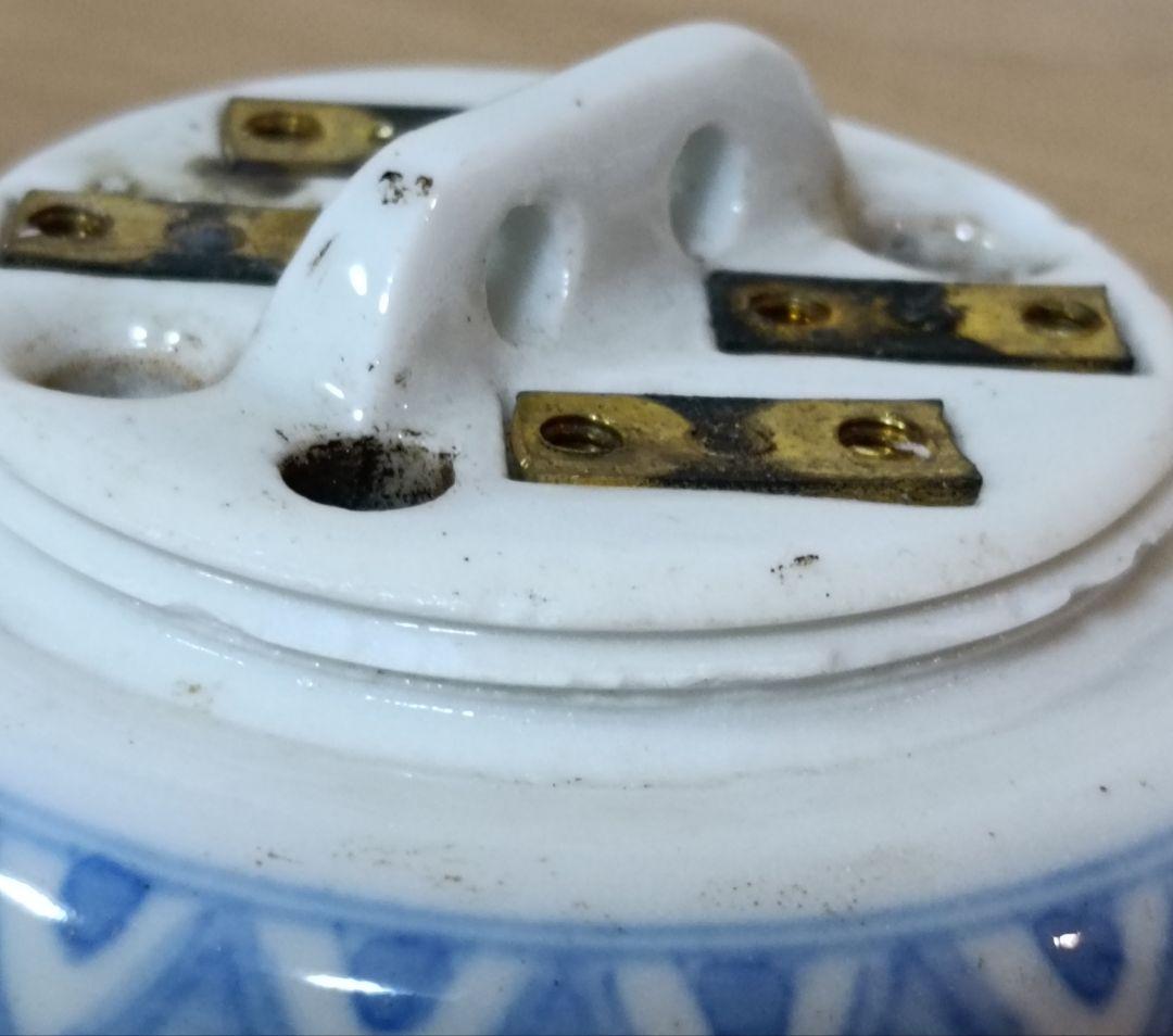 伊万里焼染付唐草文碍子 2個　ローゼット　がいし　アンティーク