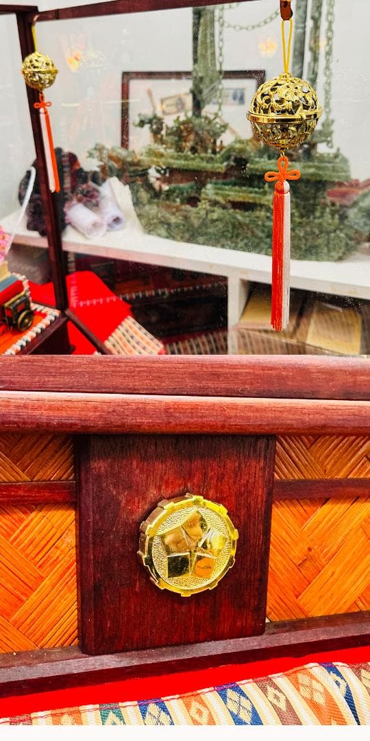 お雛様 ガラスケース入り 雛人形十五人 コンパクト 高さ71cm 巾74奥行54