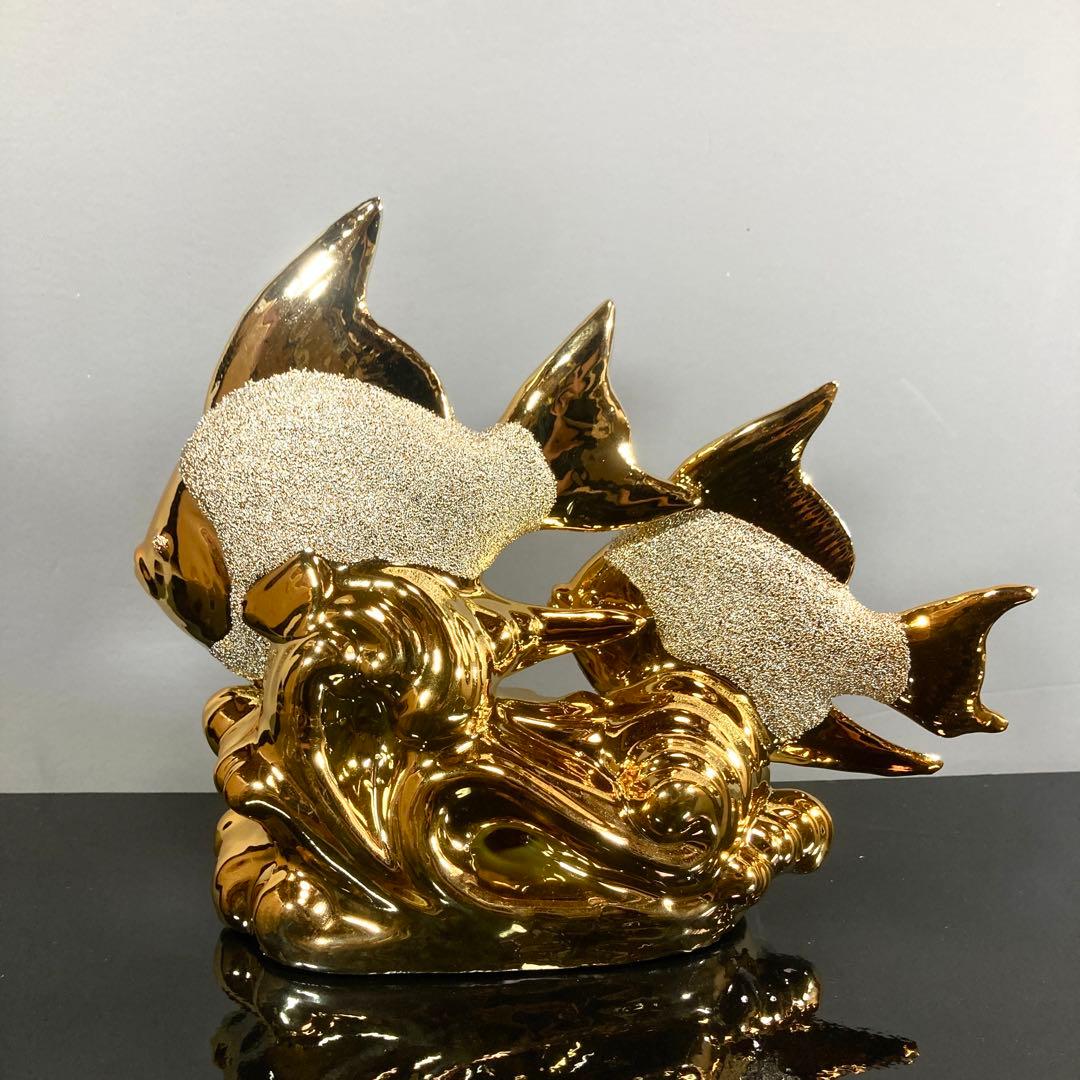 魚の置物 金色 アンティーク インテリア アート 雑貨