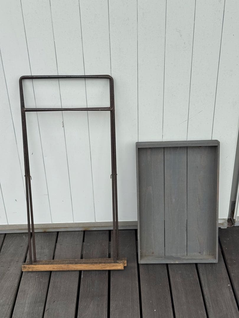 ヴィンテージ 昭和レトロ 古道具 折りたたみ木製トレイテーブル グレー