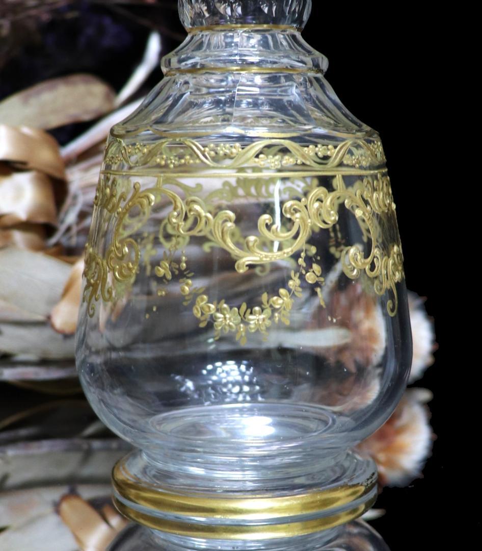 オールド・バカラ 1900年頃 金彩盛り上げ装飾デカンタ 美品 ボトル ゴールド
