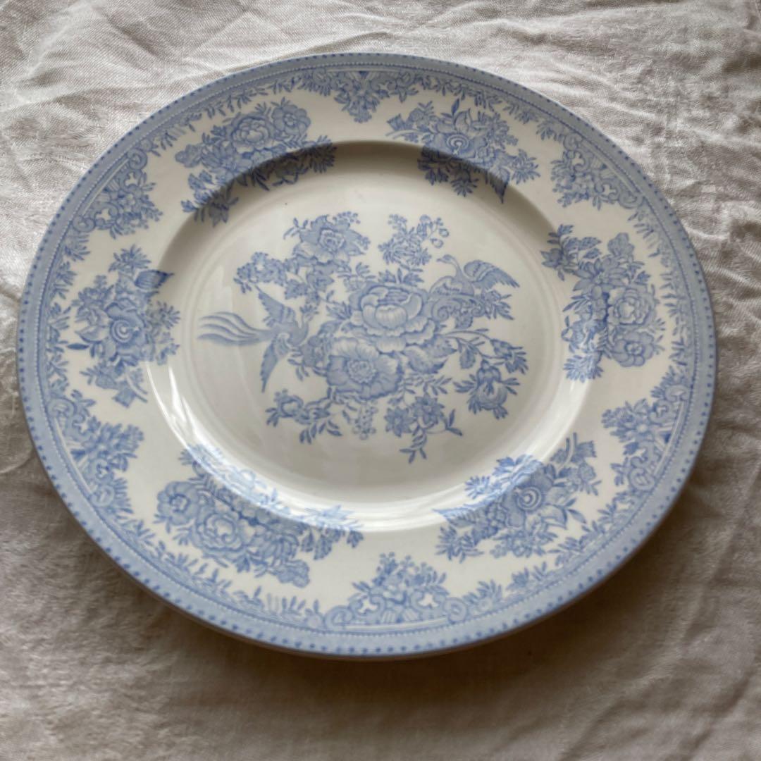 青い花柄の陶磁器皿 2枚セット　バーレイ　アジアンティックフェザンツ