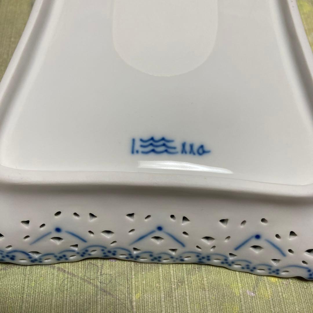 ロイヤルコペンハーゲン　ブルーフルーテッド　ダブルレース　スクエアプレート