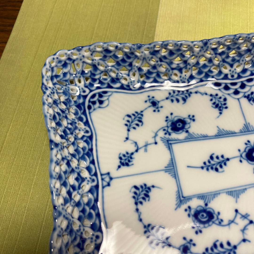 ロイヤルコペンハーゲン　ブルーフルーテッド　ダブルレース　スクエアプレート