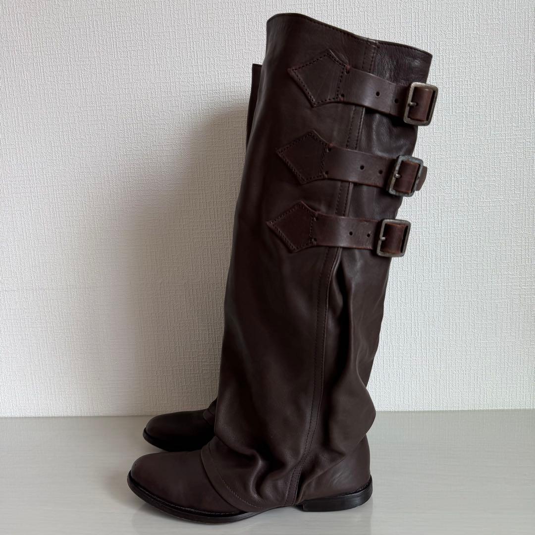 希少　zucca　ズッカ　ナウシカブーツ　ベルトパンツブーツ　ダークブラウン　L
