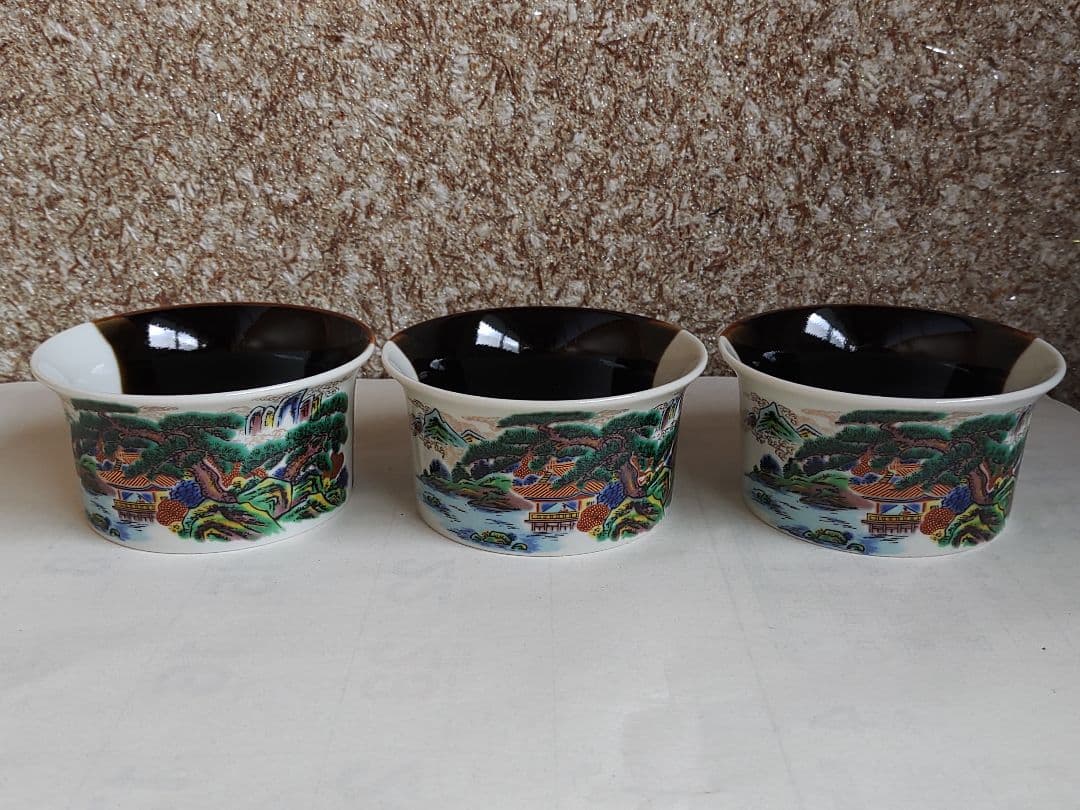 九谷焼　山水　特選小鉢3個セット　新品▪未使用