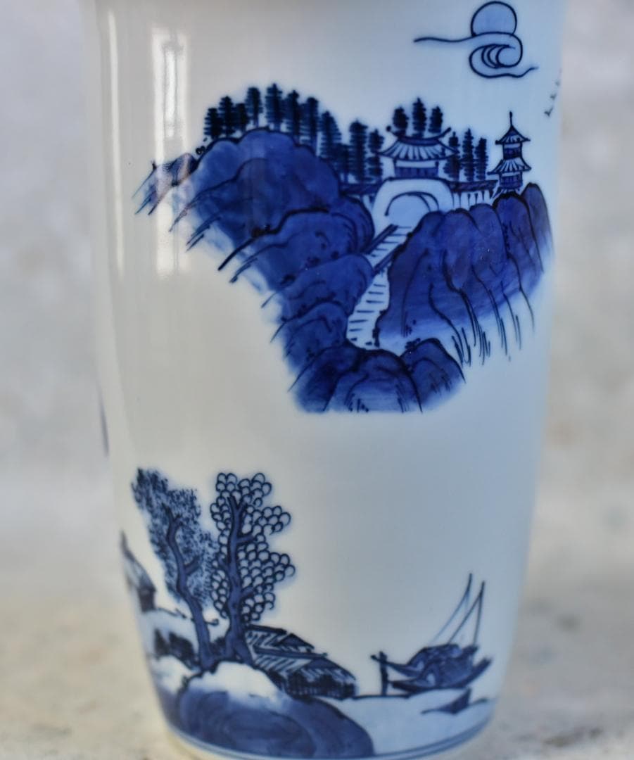 値下げ、平安祥堂作　山水文水指【極上品】　共箱/お茶道具