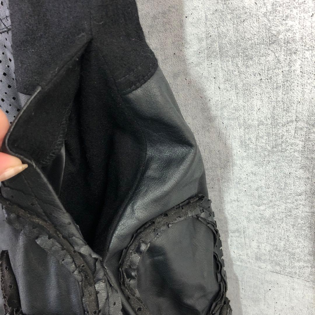 EIKO KONDO 花モチーフ フェイクレザー切替 ノースリーブワンピース