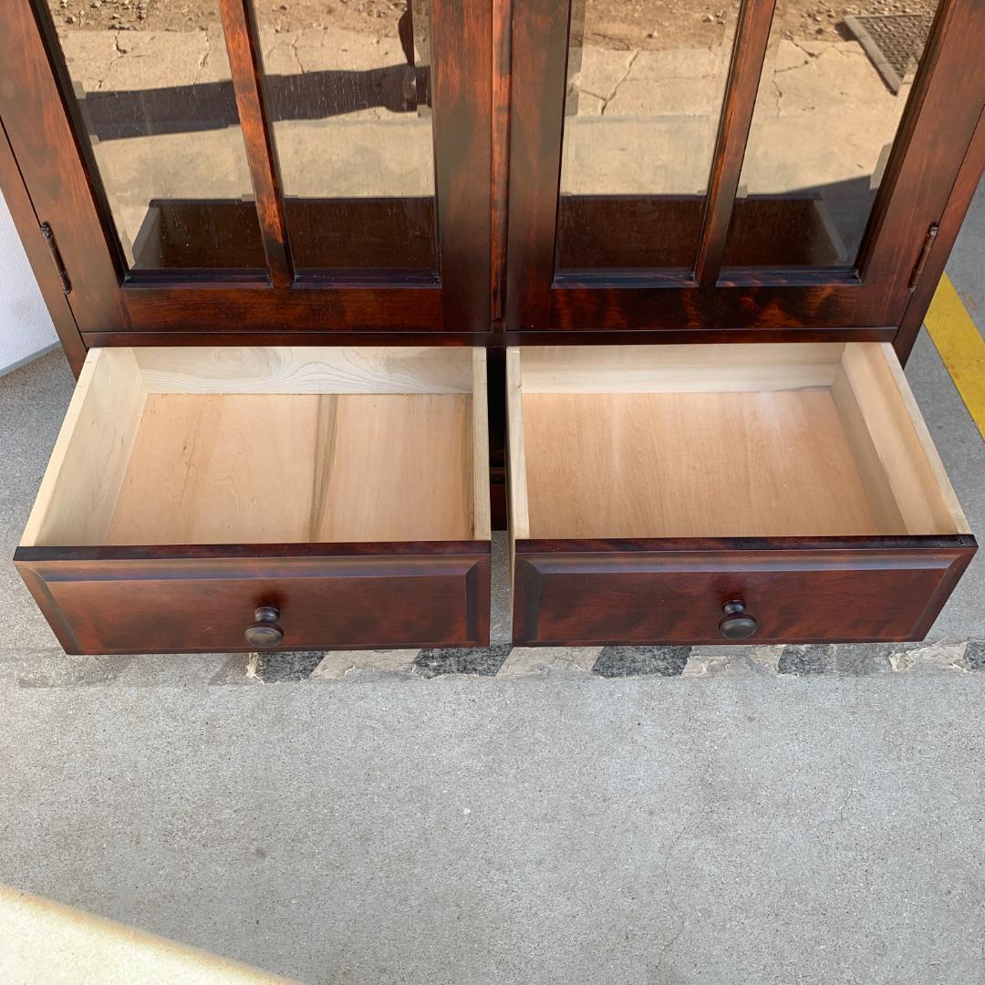 北海民芸 和光 書棚 ブックキャビネット 本棚 ガラスキャビネット 民芸家具