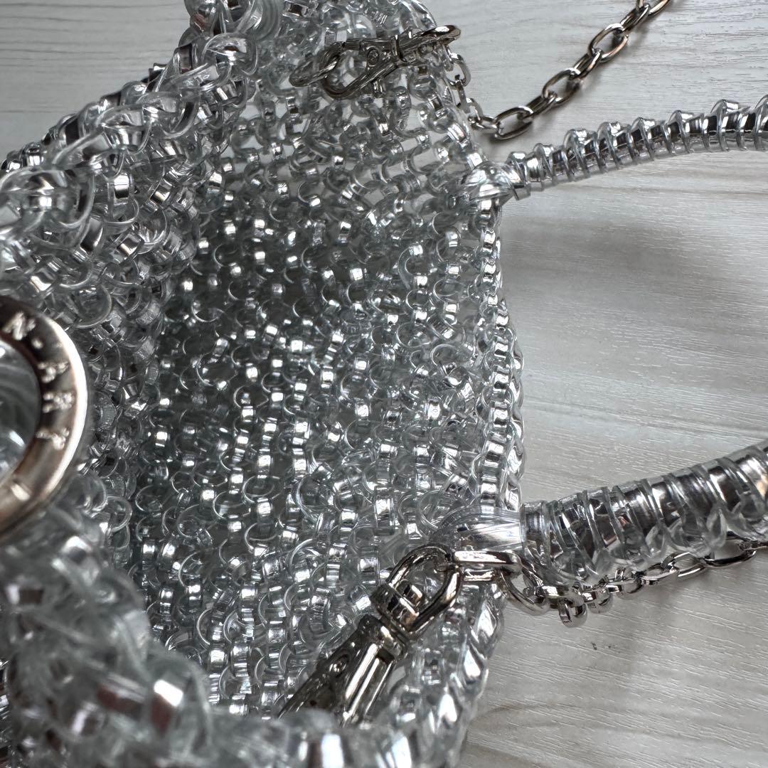 キラキラショルダーバッグ☆シルバー☆取り外し可能なチェーン付き