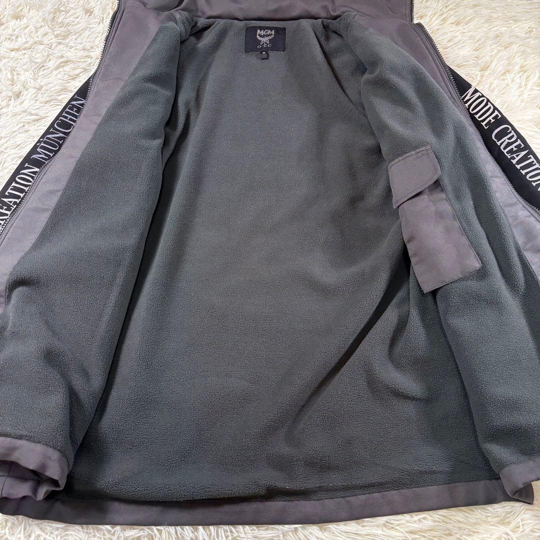 MCM ジャージ セットアップ ロゴ刺繍 フリース裏地 グレー M アーム刺繍