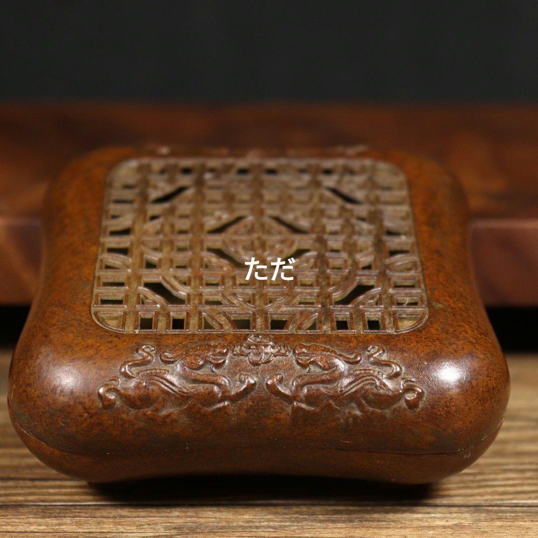 銅器 四方双龍香炉 檀香炉 香道具 茶道具 装飾品 工芸品 置物