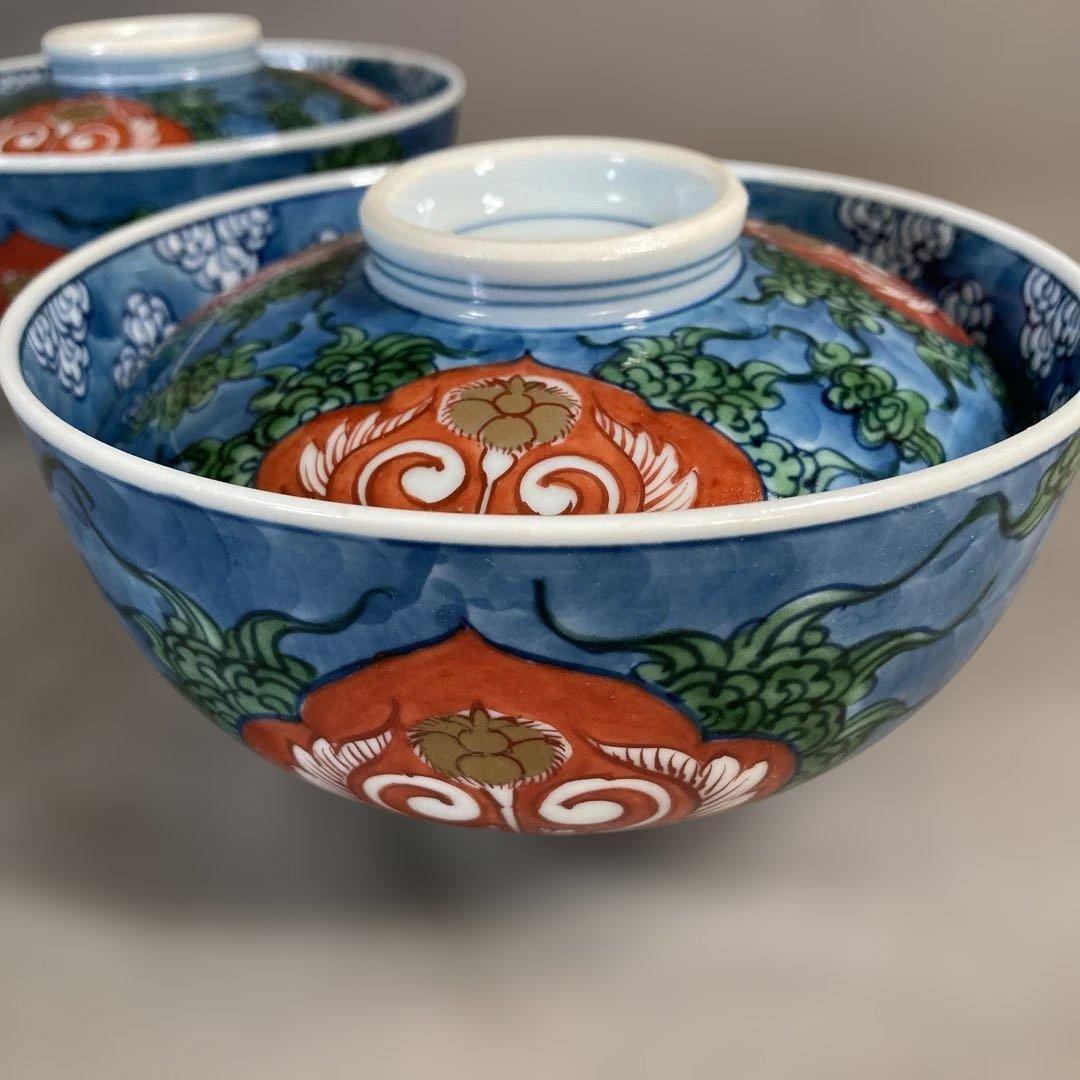 【ルーミエさん専用】古伊万里の伝統　舘林源右衛門作　古伊万里木瓜割文　蓋碗五客