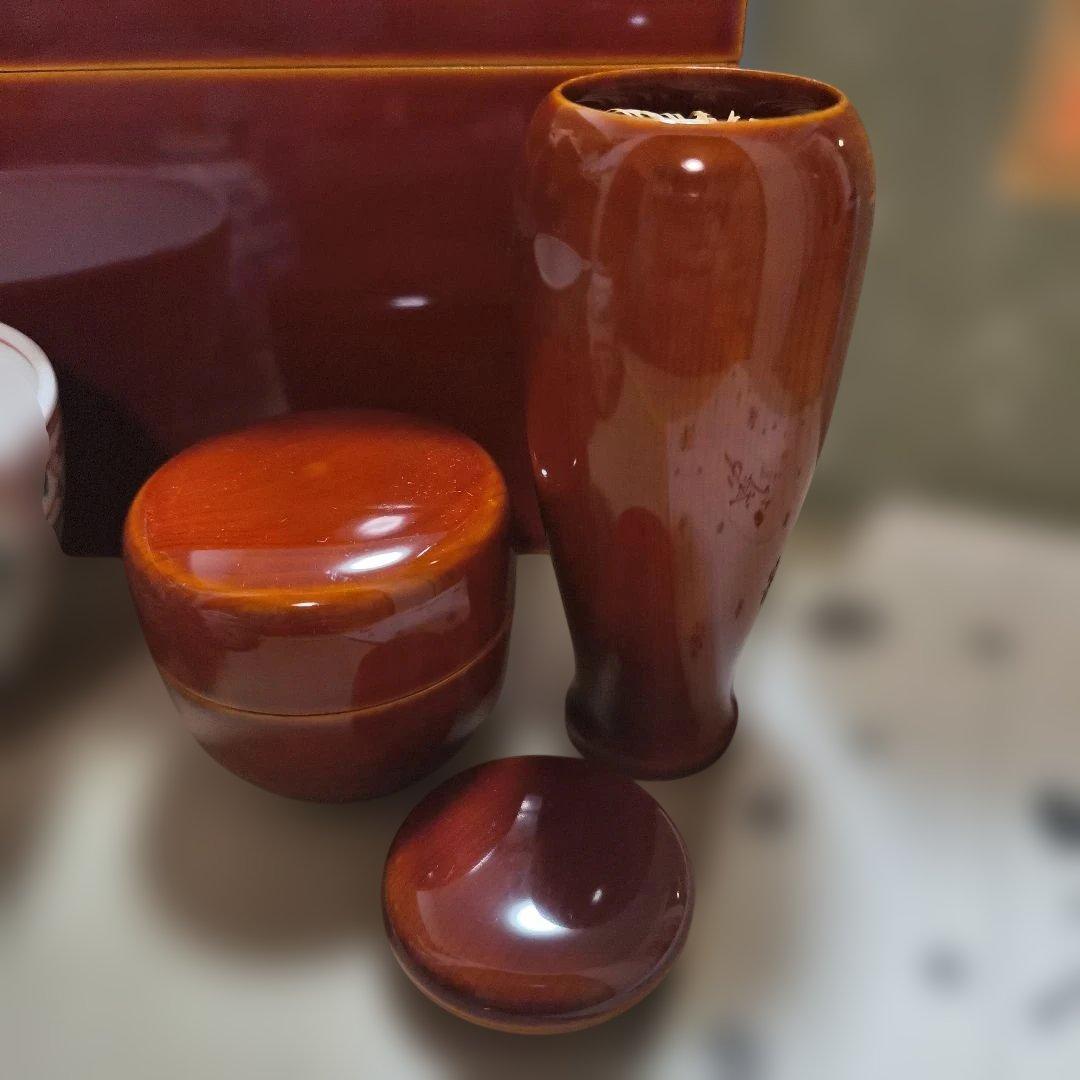 未使用　茶道具セット　飛騨春慶塗の茶箱