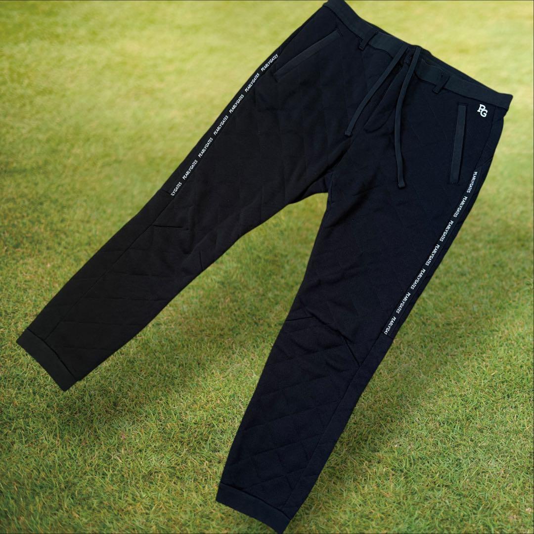 蓄熱　裏地付き　パーリーゲイツ　ジョガーパンツ　黒　キルティング　XXL〜4L