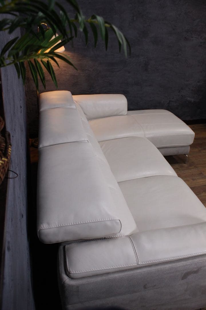 首都圏送無料〜ワタリジャパン 35万極上　本革　コーナー　ソファ　オフホワイト