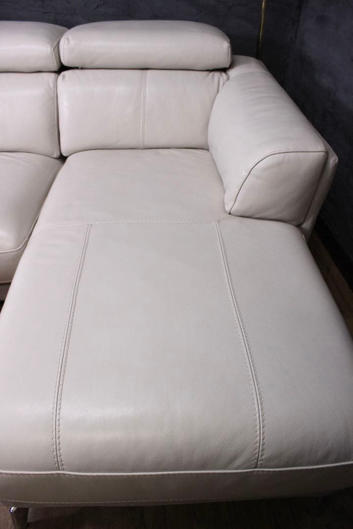 首都圏送無料〜ワタリジャパン 35万極上　本革　コーナー　ソファ　オフホワイト