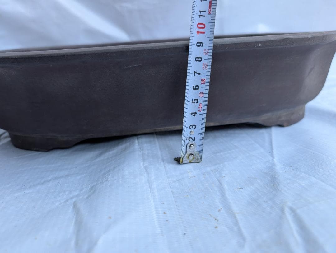 大型 盆栽鉢 約46.5cm 朱泥風 長方鉢 無銘 鉢植え 和鉢