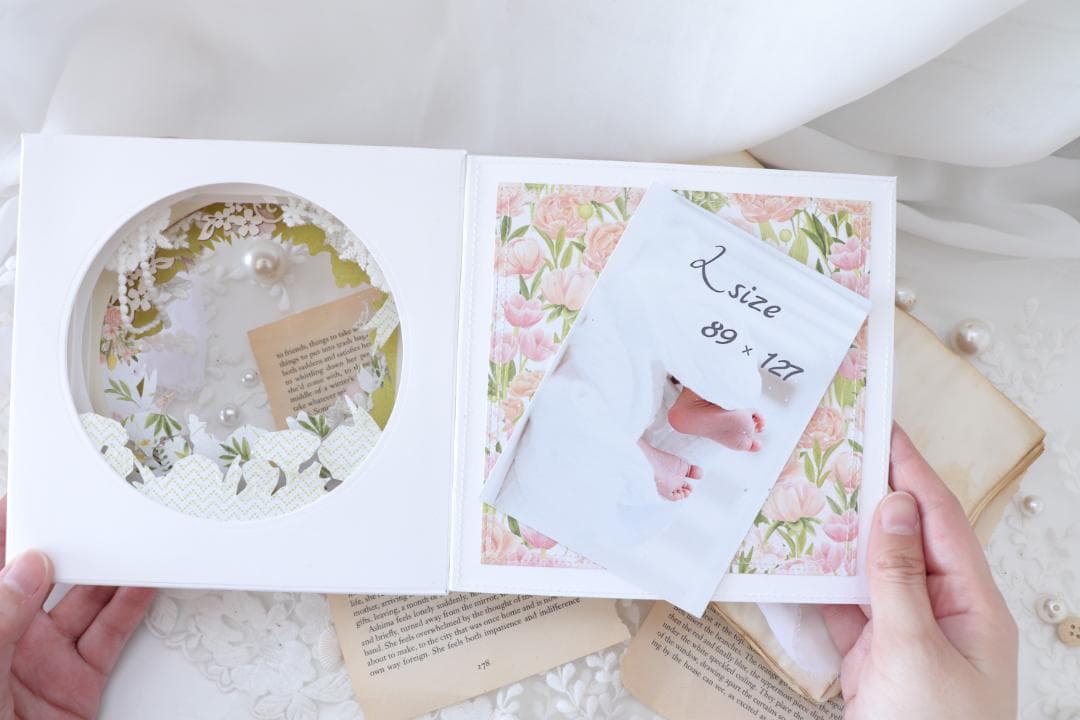 シャドーボックスフォトフレーム♡スクラップブッキング♡フォトフレーム