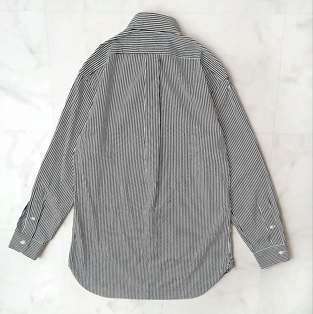 美品 ラルフローレン 上質 コットン 洗える ストライプ ボタンダウンシャツ 黒