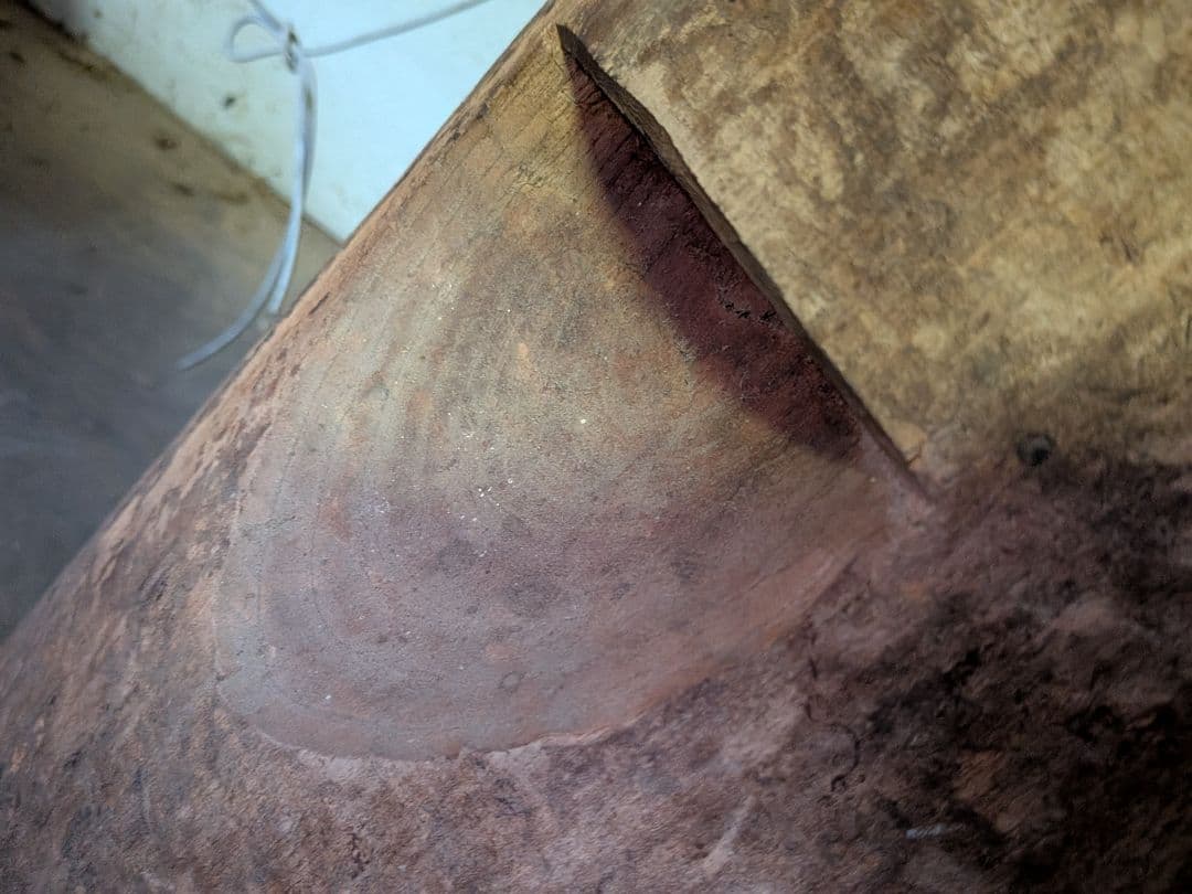 木製 円筒形 臼 亀裂あり　アンティーク　何かに