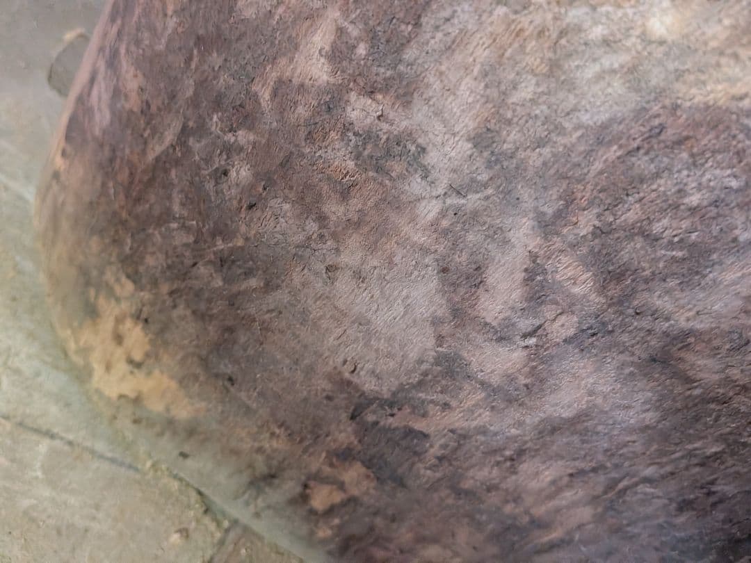 木製 円筒形 臼 亀裂あり　アンティーク　何かに