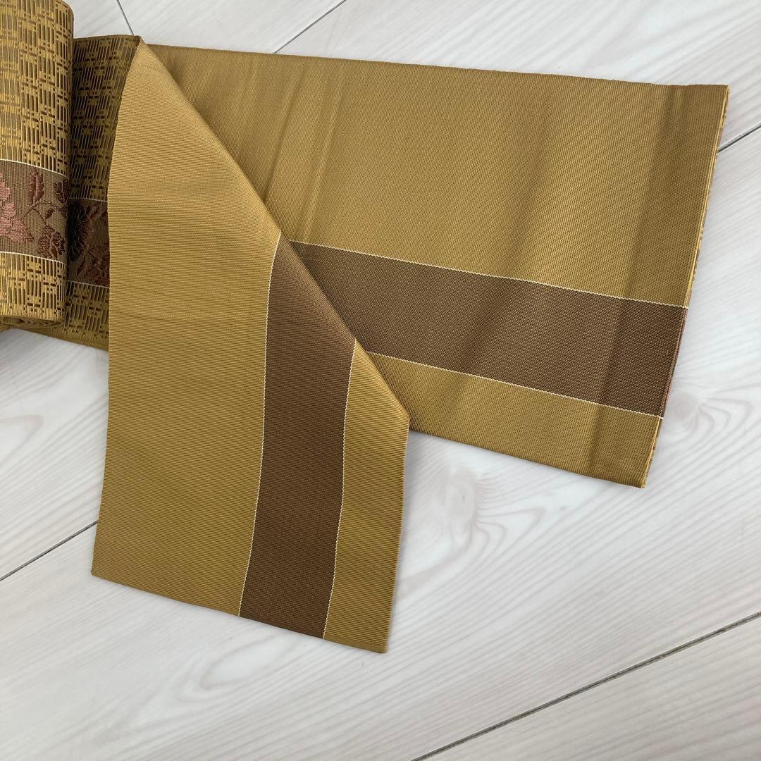 博多織　半幅帯　正絹　織り出し花唐草模様No.3-22