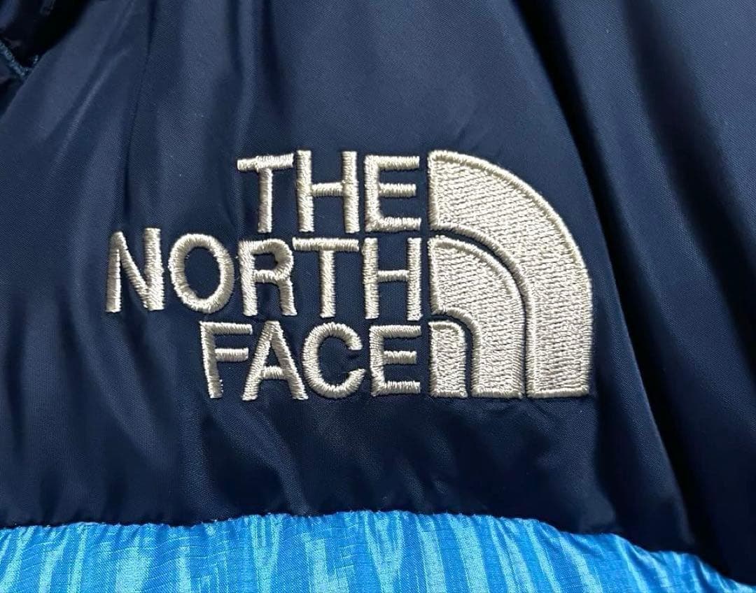 ノースフェイス　ダウンジャケット　メンズL　韓国100　700フィル　青ブルゾン