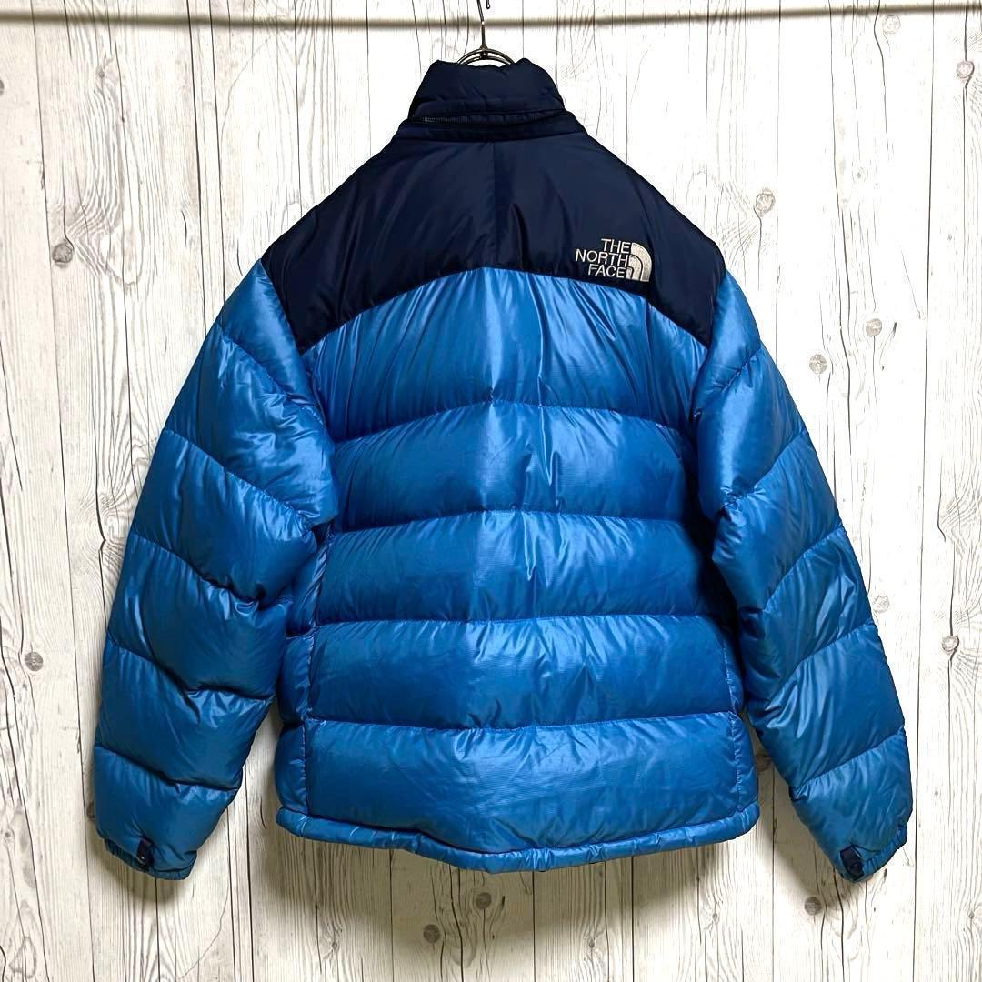 ノースフェイス　ダウンジャケット　メンズL　韓国100　700フィル　青ブルゾン