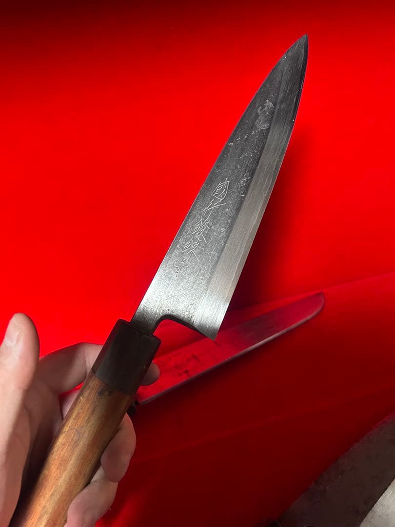 包丁　国行鍛錬　薄刃　身卸　青鋼　杉本　出刃　まとめて3本　中古品