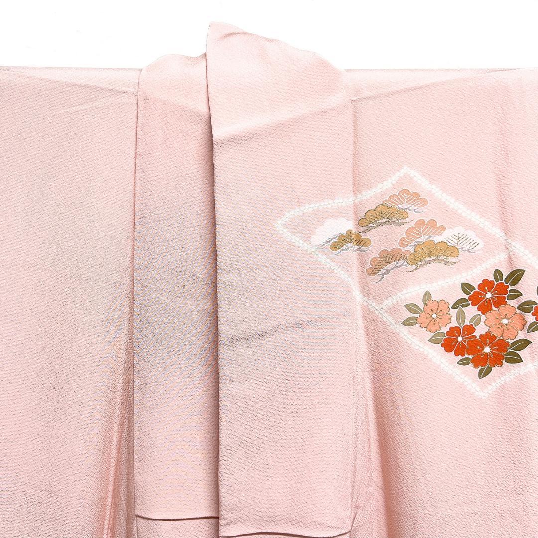 付け下げ　絞り　金彩　松竹梅　菊　桜　牡丹　芝草　着物　122b d ms