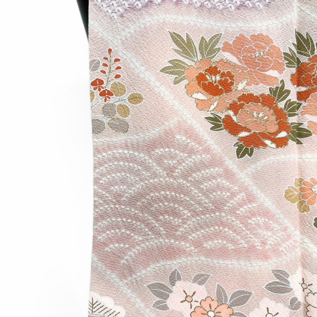 付け下げ　絞り　金彩　松竹梅　菊　桜　牡丹　芝草　着物　122b d ms