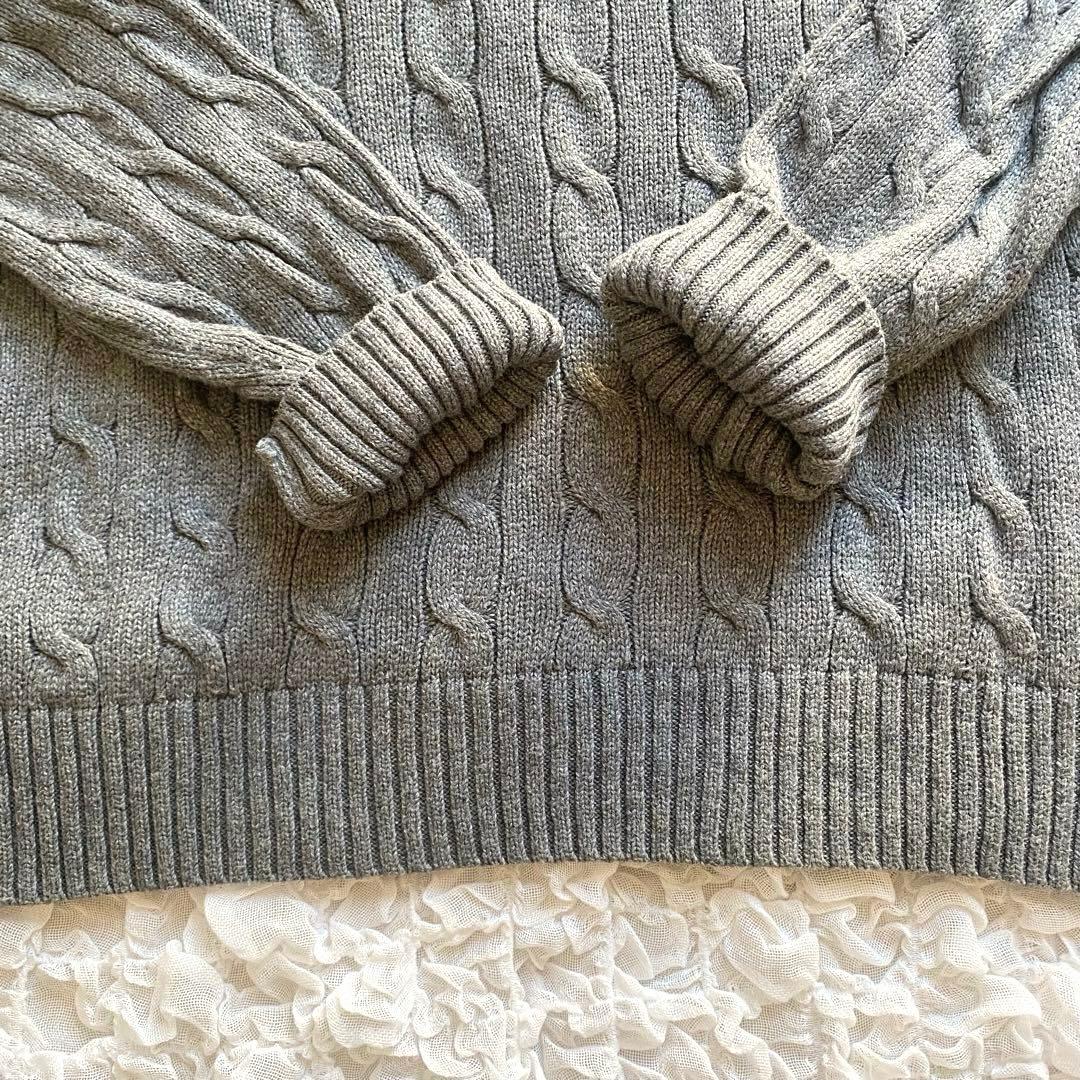 POLO RALPH LAUREN ケーブルニット グレー ロゴ刺繍 綿100％
