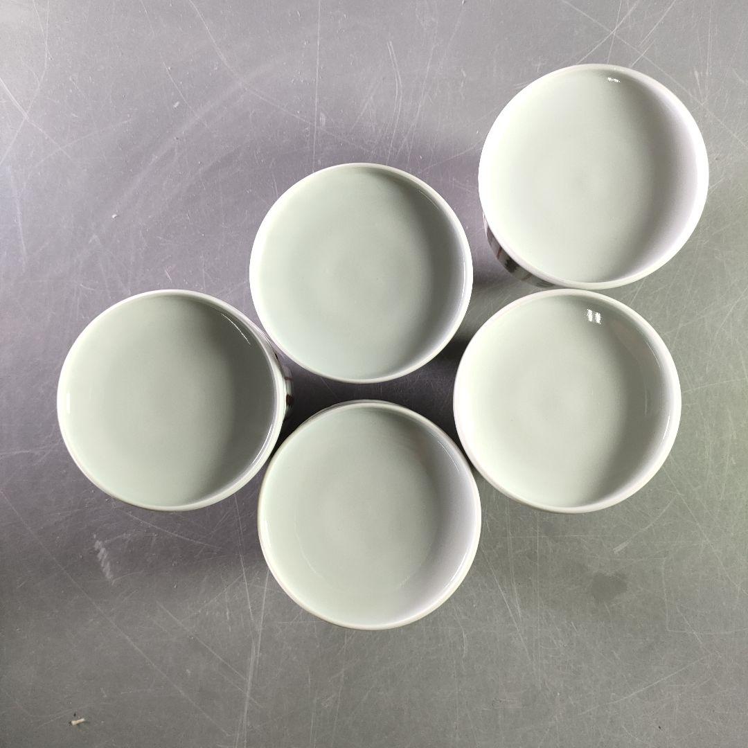 A894-4/平安松斎 造/鉄絵線文/蒸茶碗/蓋茶碗/5客/