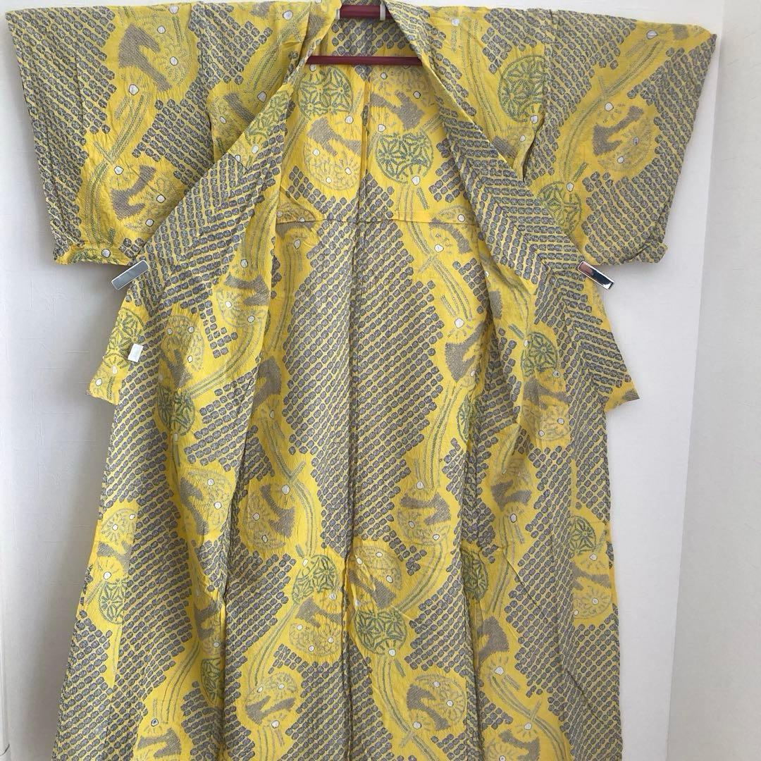 ヒタル 有松絞り浴衣・有松鳴海絞り　158cm マスタードカラーN222