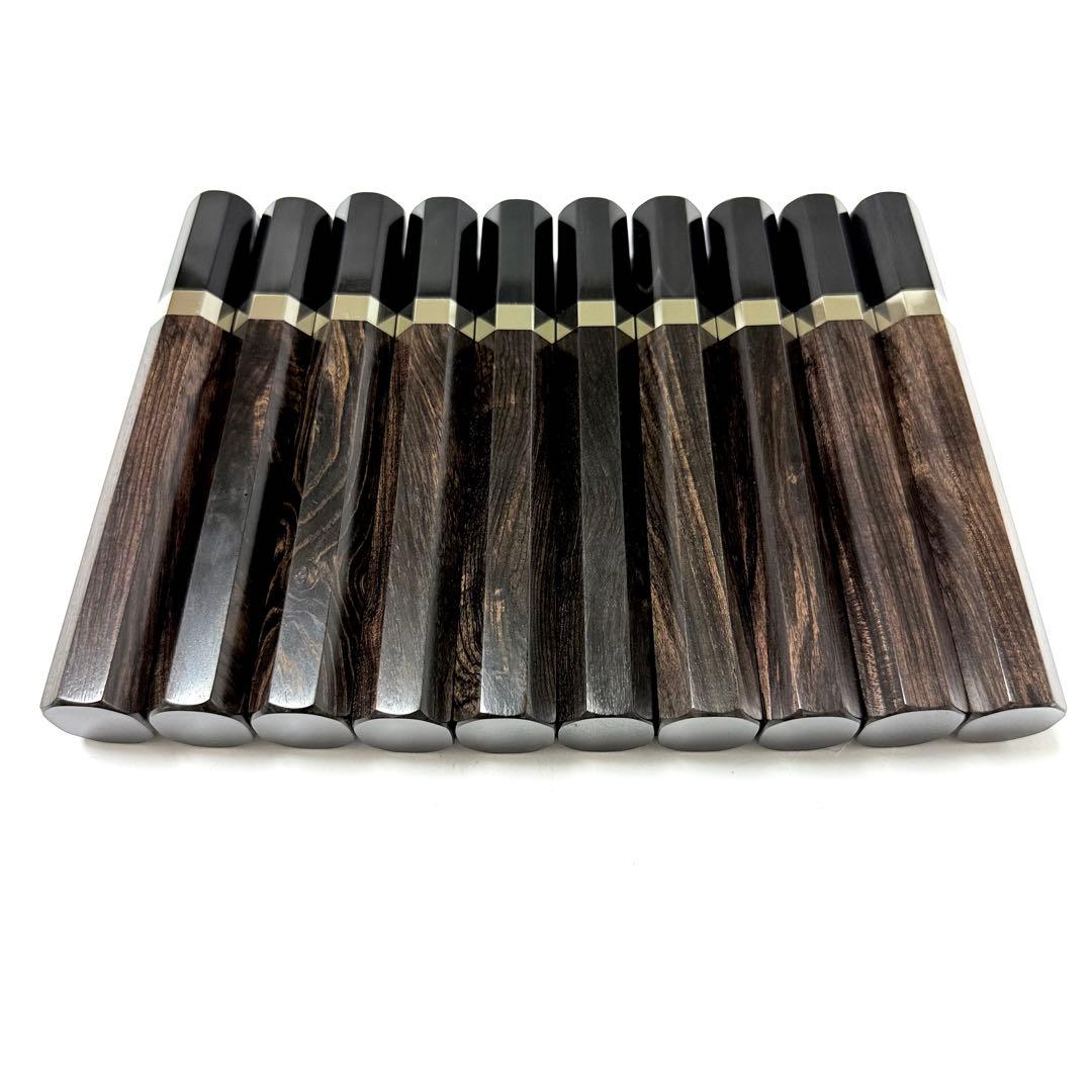 10本セット 銀巻 黒水牛角 菜切6寸 黒檀八角柄 菜切6寸 包丁の柄 ハンドル