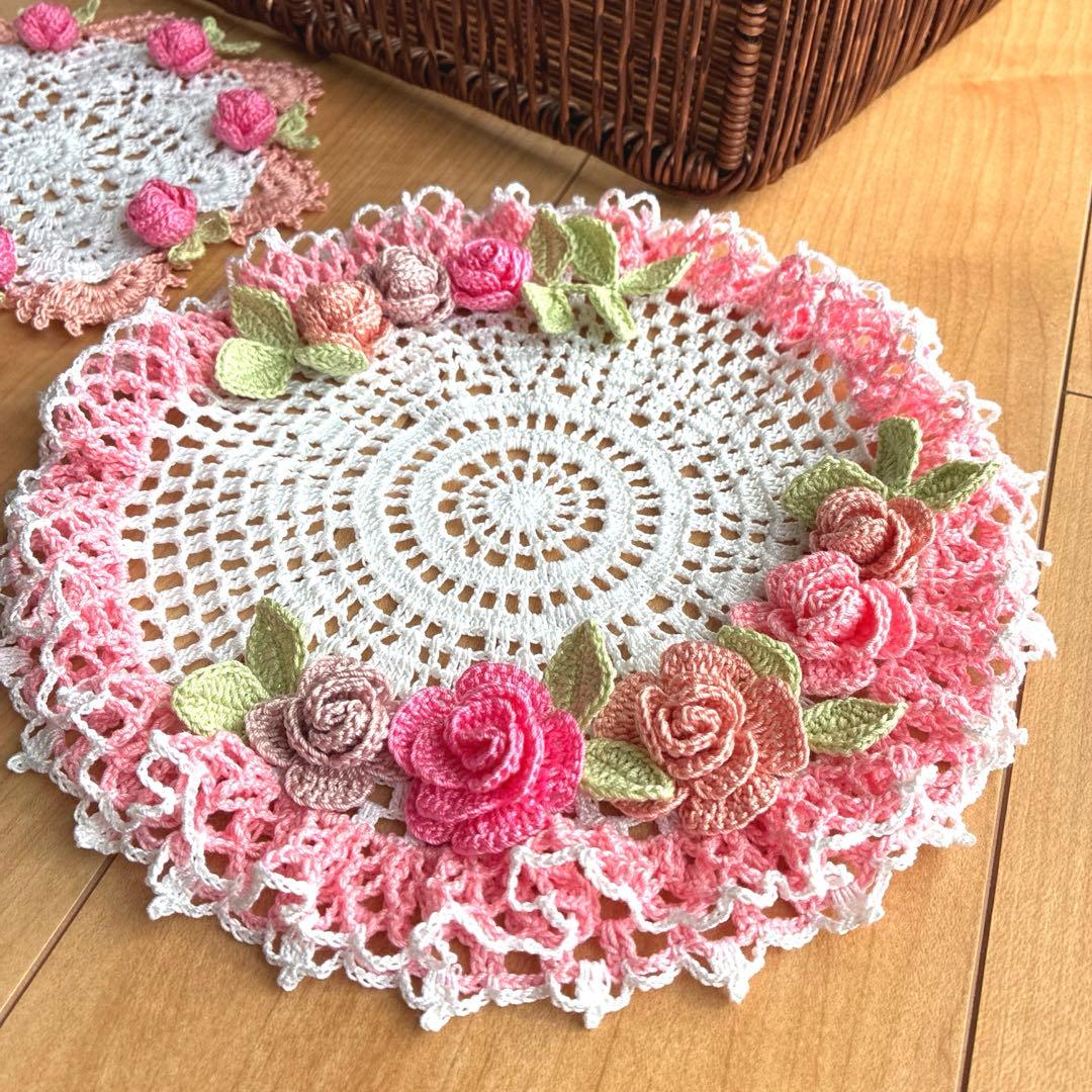 【119】耀綺　ハンドメイドレース編みドイリー　合計5点