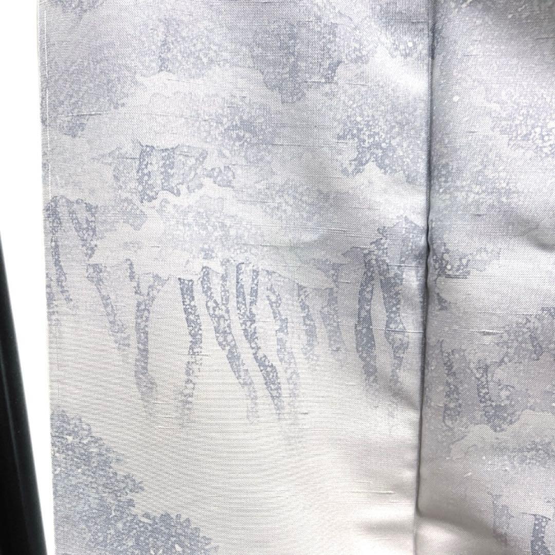 作家もの　付け下げ　牛首紬　木々文様　グレー　着物　023a d