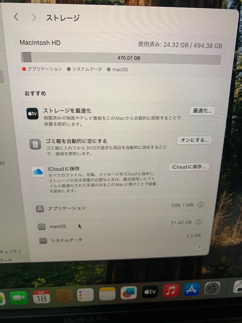 MacBook本体 MacBook pro 2022 model A2338 ssd 512GB