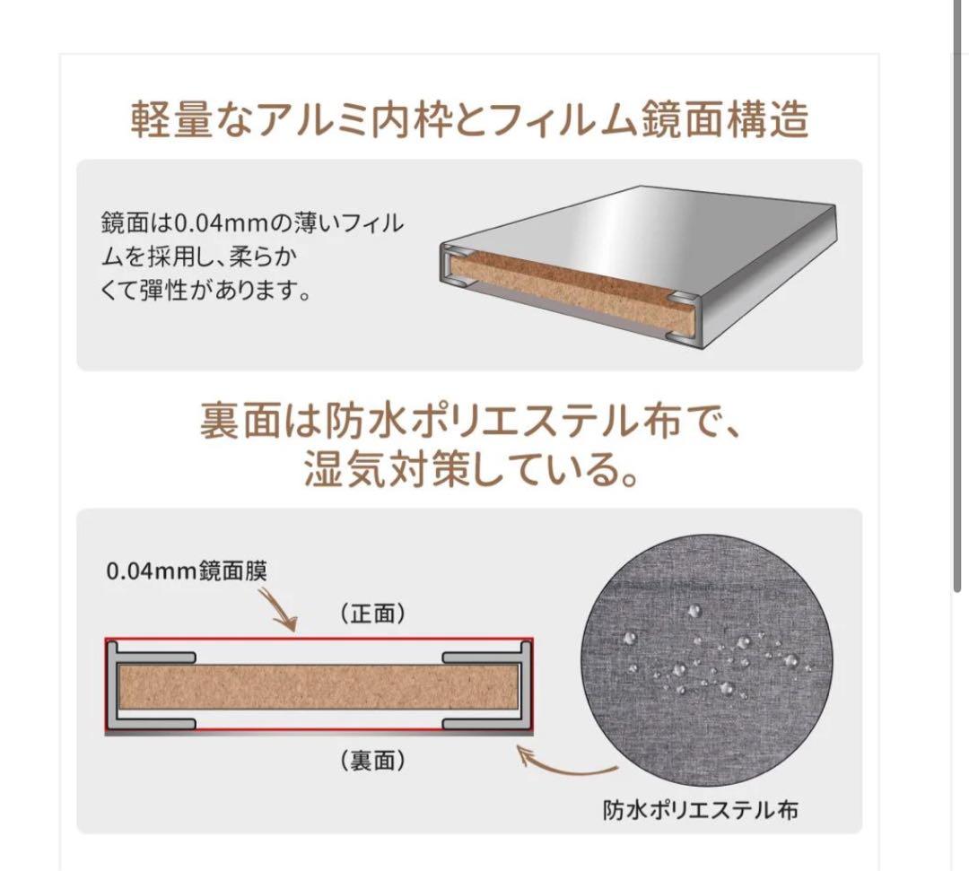 軽壁掛け鏡160x100cm黒