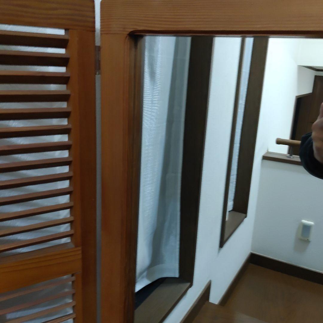 ヴィンテージ ウッドドア ミラー 両開き扉式 壁掛け 鏡 姿見 ルーパー