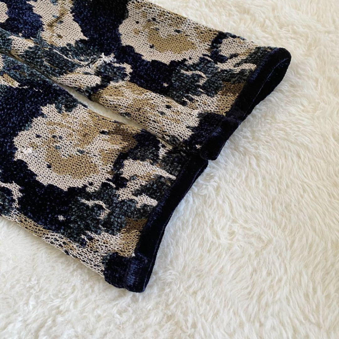 EMPORIO ARMANI ライダース　ニット　ジャガード　ベロア　総柄　M