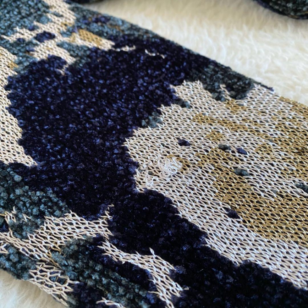 EMPORIO ARMANI ライダース　ニット　ジャガード　ベロア　総柄　M