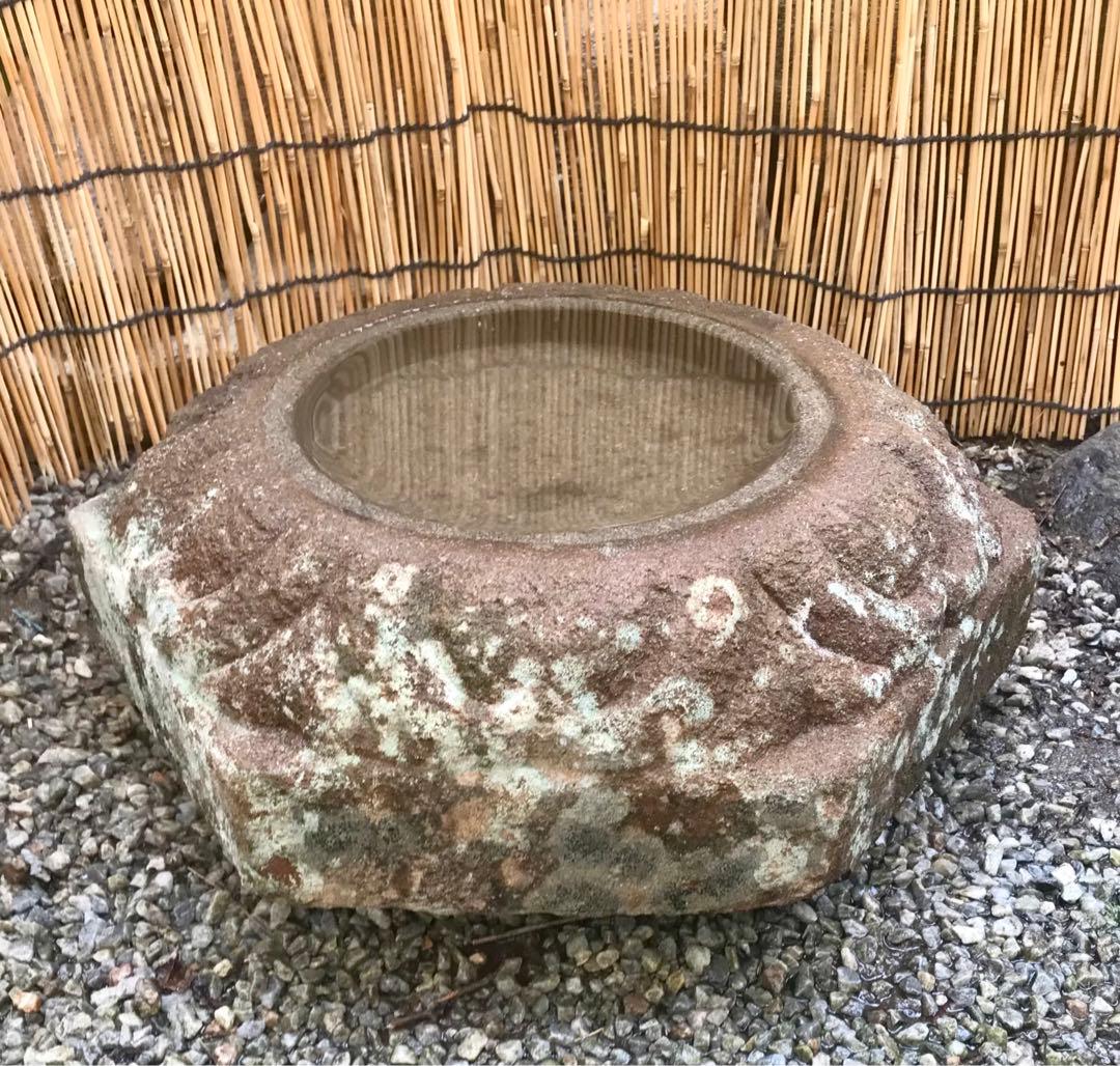 【創作石水鉢・蹲・茶庭水鉢・坪庭水鉢】庭石オブジェ置物箱庭ガーデニングバードバス