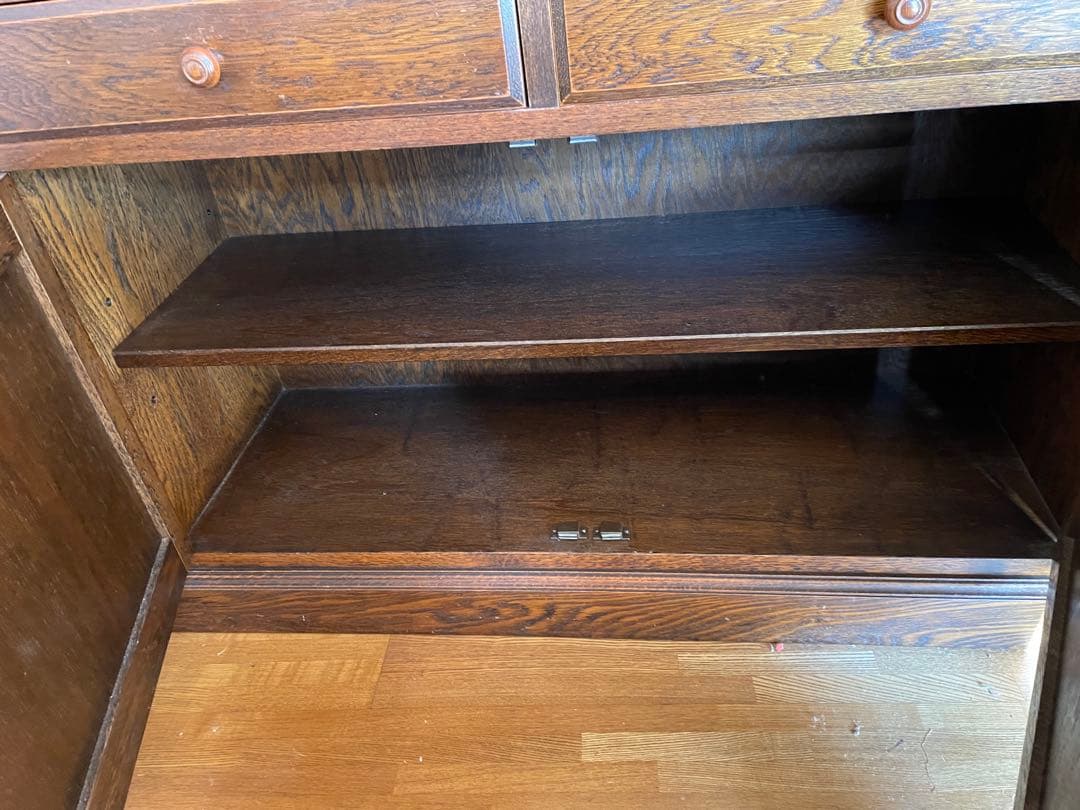 三越家具 Brugge ブルージュ 食器棚 飾り棚 キャビネット 楢材 英国