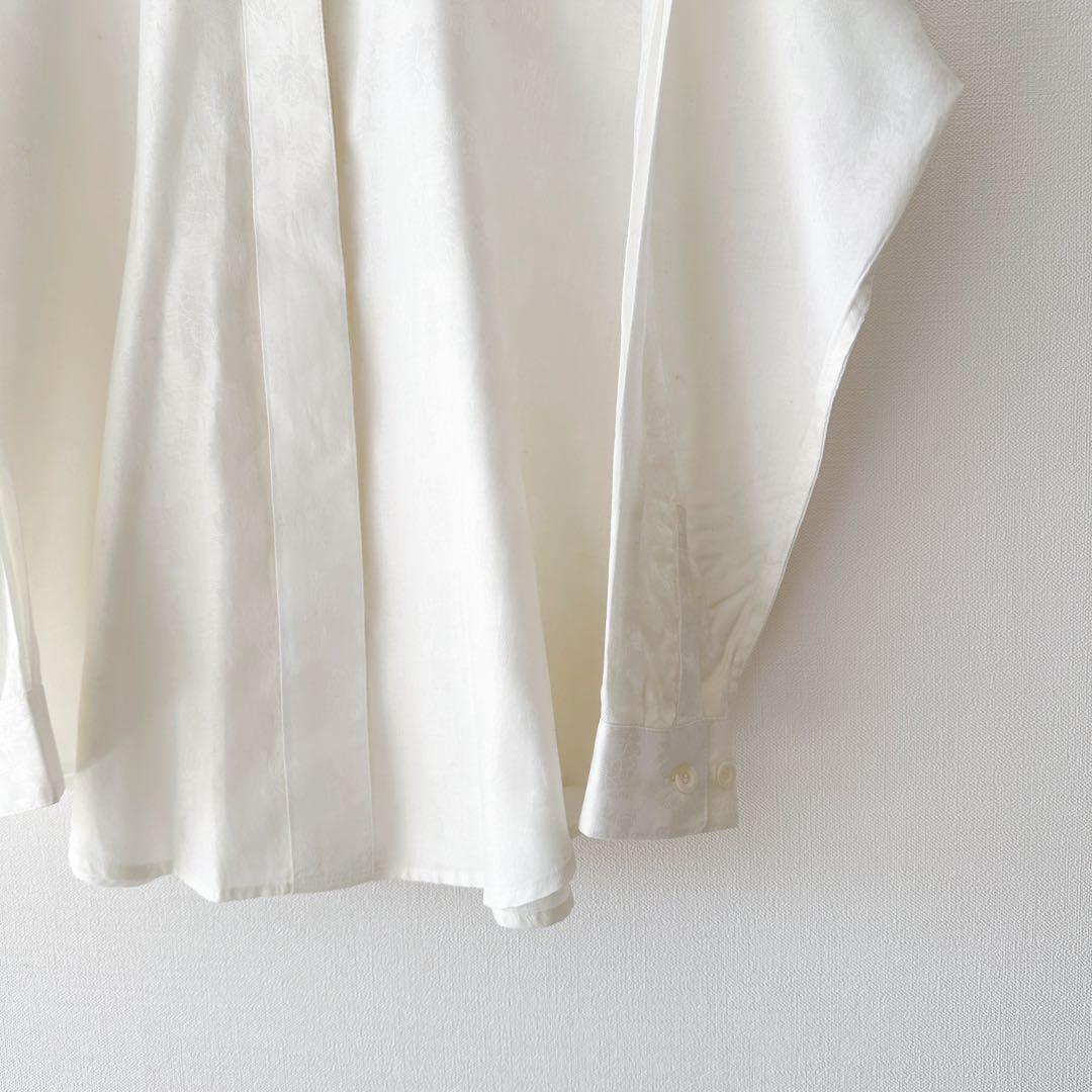 Dior ディオール / 花柄 ジャカード 比翼 シャツ M 白 刺繍