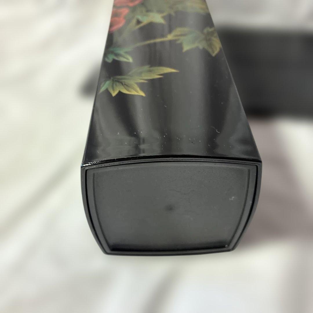 会津漆器 花器セット 黒 芍薬　花瓶 花生 角型 会津塗り 木繊 台付　漆器